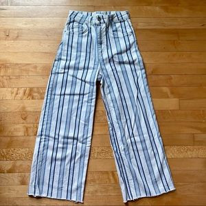 White Striped Wide-leg Jeans